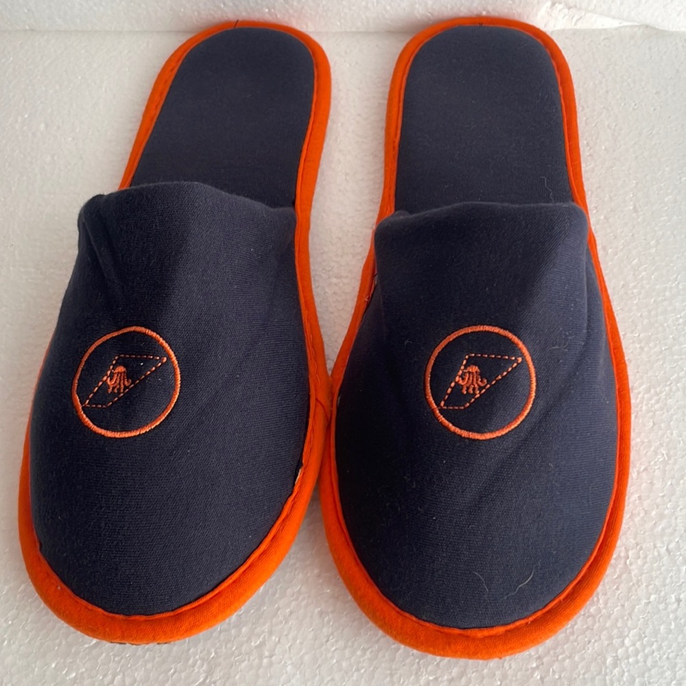 Slippers black orange men women unisex one size fits most